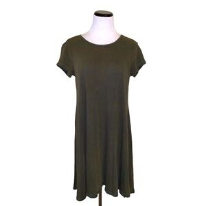 Z Supply Olive Green Short Sleeve T-Shirt Dress Size Medium EUC
